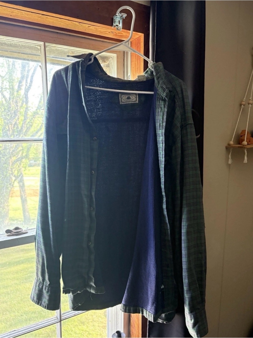 Lightweight Green Plaid Hooded Shirt Jacket - Unbranded